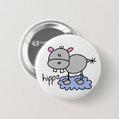 Badge Rond 5 Cm Chiffre bouton de bâton d'hippopotame (Devant & derrière)
