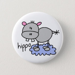 Badge Rond 5 Cm Chiffre bouton de bâton d'hippopotame