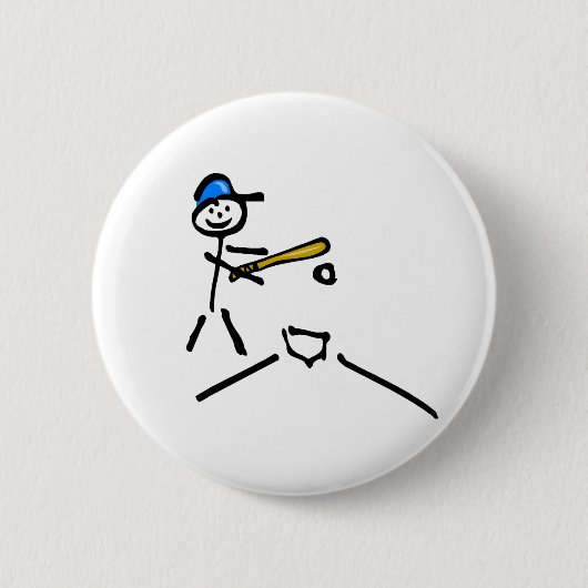 Badge Rond 5 Cm Chiffre de bâton de base-ball (Devant)