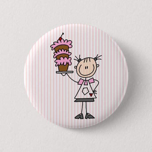 Badge Rond 5 Cm Chiffre femelle Baker de bâton (Devant)