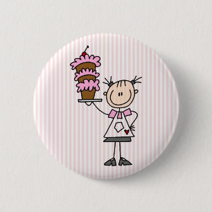 Badge Rond 5 Cm Chiffre femelle Baker de bâton