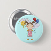 Badge Rond 5 Cm Chiffre fille de bâton avec le T-shirts et les (Devant & derrière)