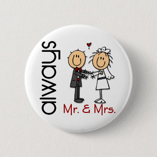Badge Rond 5 Cm Chiffre M. et Mme Always de bâton de couples de