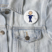Badge Rond 5 Cm Chiffre masculin infirmière - bleu de bâton (En situation)