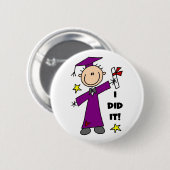 Badge Rond 5 Cm Chiffre pourpre diplômé de bâton de garçon (Devant & derrière)