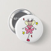 Badge Rond 5 Cm Chiffre rose bouton de bâton d'ange (Devant & derrière)