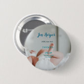 Badge Rond 5 Cm Chiffres de naissance bébé ajouter nom lieu date d (Devant & derrière)