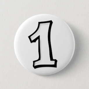 Badge Rond 5 Cm Chiffres stupides 1 Bouton blanc