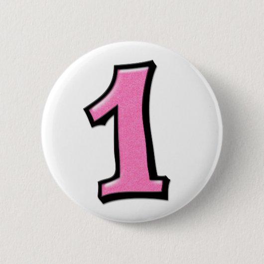 Badge Rond 5 Cm Chiffres stupides 1 bouton rose (Devant)
