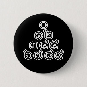 Badge Rond 5 Cm Chiffres thaïlandais Pyramide ♦ Script en thaï ♦