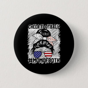 Badge Rond 5 Cm Chignon de cheveux désordonnés Cheer Footll Maman 