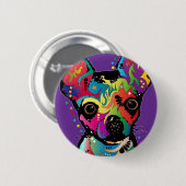 Badge Rond 5 Cm Chihuahua Art (Devant & derrière)