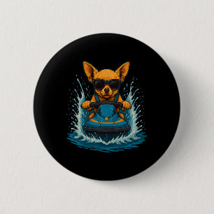 Badge Rond 5 Cm Chihuahua avec lunettes de soleil Animal pilote de