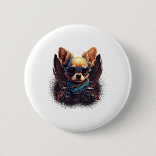 Badge Rond 5 Cm Chihuahua Biker Motorcyle Riding Chien Papa