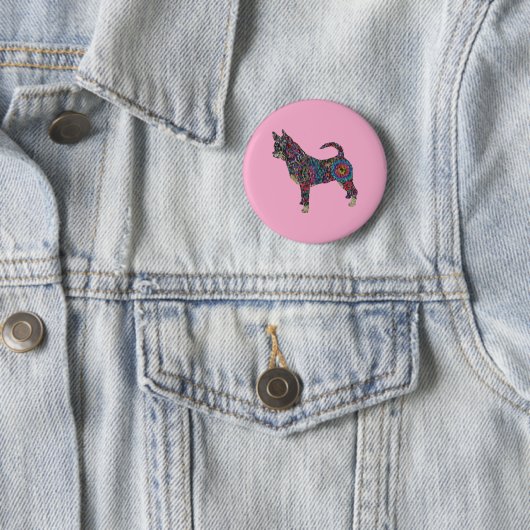 Badge Rond 5 Cm Chihuahua Button (En situation)