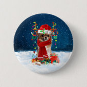 Badge Rond 5 Cm Chihuahua chien avec cadeaux de Noël (Devant)