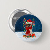 Badge Rond 5 Cm Chihuahua chien avec cadeaux de Noël (Devant & derrière)