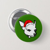 Badge Rond 5 Cm Chihuahua Chien avec chapeau de Noël (Devant & derrière)