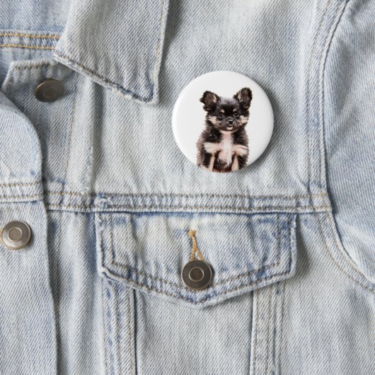 Badge Rond 5 Cm Chihuahua Chien chiot (En situation)