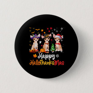 Badge Rond 5 Cm Chihuahua Chien Halloween Noël Joyeux Hallomerci