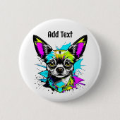 Badge Rond 5 Cm Chihuahua Cyberpunk style Art Personnalisé (Devant)