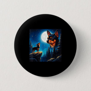 Badge Rond 5 Cm Chihuahua drôle hurlant à la lune amoureux de chie