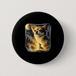 Badge Rond 5 Cm Chihuahua hurlant à la lune vintage drôle