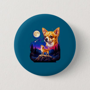 Badge Rond 5 Cm Chihuahua hurle à la lune art de chien vintage
