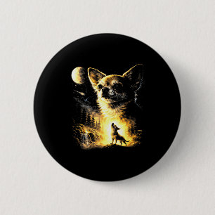 Badge Rond 5 Cm Chihuahua hurle à la lune vintage 90s drôle faire