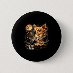 Badge Rond 5 Cm Chihuahua hurle à la lune vintage drôle de Chihuah