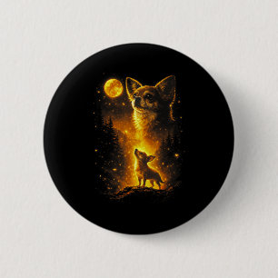 Badge Rond 5 Cm Chihuahua hurle à la lune vintage rétro 90s