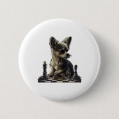 Badge Rond 5 Cm Chihuahua Joueuse d'échecs (Devant)