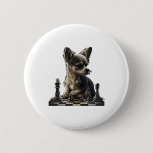 Badge Rond 5 Cm Chihuahua Joueuse d'échecs