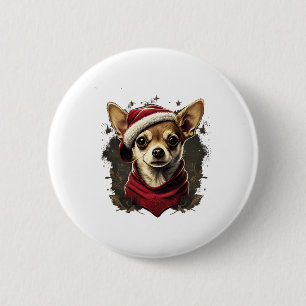 Badge Rond 5 Cm Chihuahua Joyeux Noël X-Mas Tree Cute