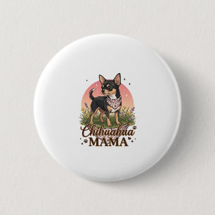 Badge Rond 5 Cm Chihuahua Mama Chien Bandana Floral Rose_1