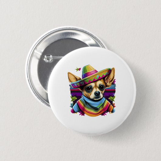 Badge Rond 5 Cm Chihuahua Mexique Cinco de Mayo Funny Chien (Devant & derrière)