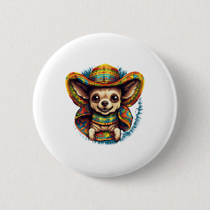 Badge Rond 5 Cm Chihuahua Mexique Cinco de Mayo Funny Chien