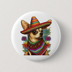 Badge Rond 5 Cm Chihuahua Mexique Cinco de Mayo Funny Chien