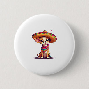 Badge Rond 5 Cm Chihuahua Mexique Cinco de Mayo Funny Chien (4)