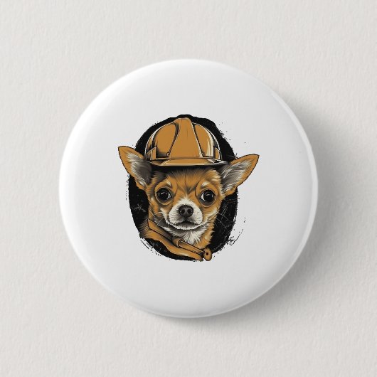 Badge Rond 5 Cm Chihuahua Ouvrier de construction (Devant)