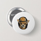 Badge Rond 5 Cm Chihuahua Ouvrier de construction (Devant & derrière)