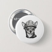 Badge Rond 5 Cm Chihuahua Ouvrier de construction (Devant & derrière)
