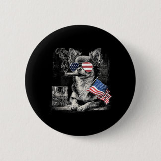 Badge Rond 5 Cm Chihuahua Papa Chien Patriote Drapeau Américain Ju
