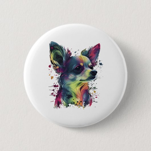 Badge Rond 5 Cm Chihuahua peinture Abstraite couleur mignonne chie (Devant)