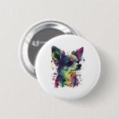 Badge Rond 5 Cm Chihuahua peinture Abstraite couleur mignonne chie (Devant & derrière)