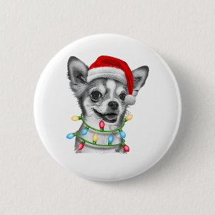 Badge Rond 5 Cm Chihuahua Père Noël Jeu de Noël Jeu de Noël Jeu de