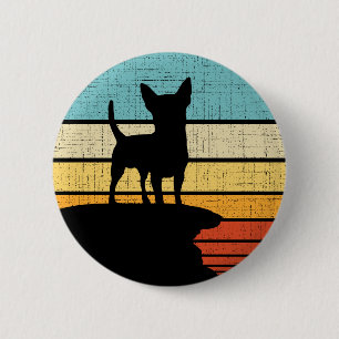 Badge Rond 5 Cm Chihuahua Retro Vintage 60s les années 70 Chien Ch