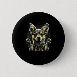 Badge Rond 5 Cm Chihuahua Ukraine Paix Et Amour Drapeau Aide Chien