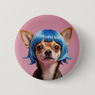 Badge Rond 5 Cm Chihuahua wig