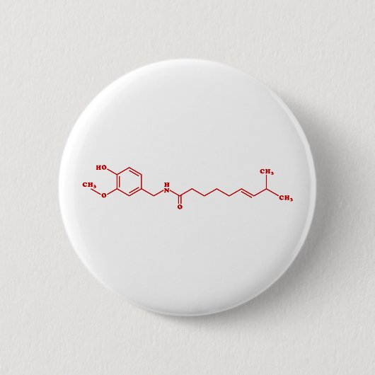 Badge Rond 5 Cm Chili Capsaicin Formule chimique moléculaire (Devant)